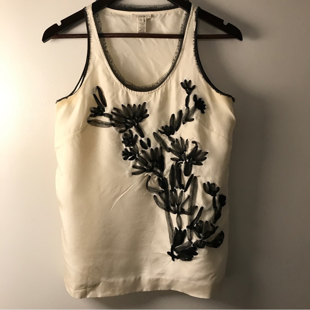 J. Crew Silk Floral Embroidered Blouse